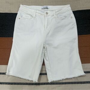 Judy Blue White Raw Hem Bermuda Shorts